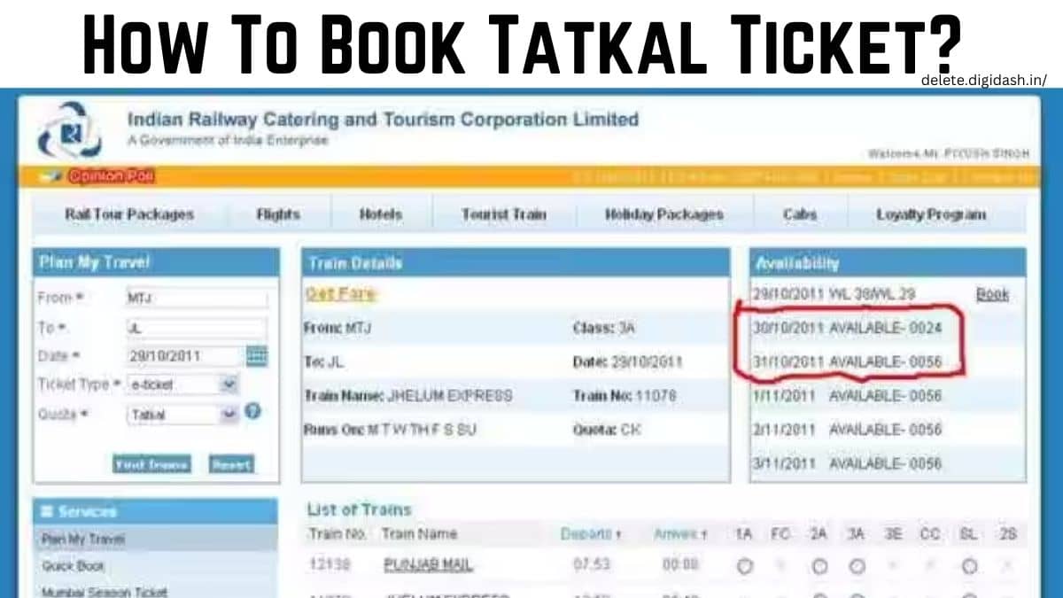 How To Book Tatkal Ticket
